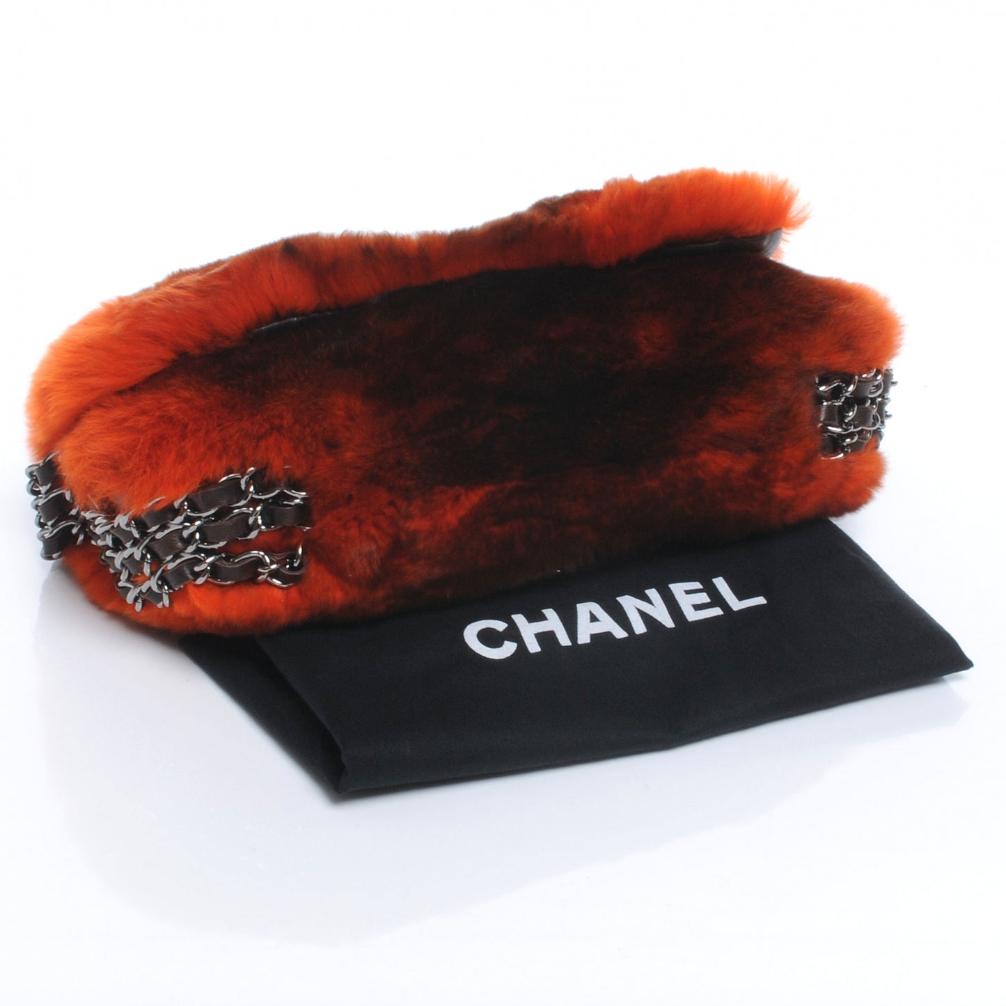 Lapin Rabbit Fur Triple Chain Flap Orange