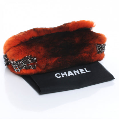 Chanel Lapin Rabbit Fur Triple Chain Flap Orange 4 of 7