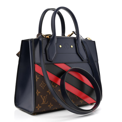 Louis Vuitton Calfskin Monogram Striped City Steamer PM Blue 3 of 9