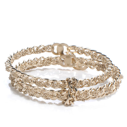 Chanel Chain Bangle Set of 3 Light Gold Medium 4 of 6