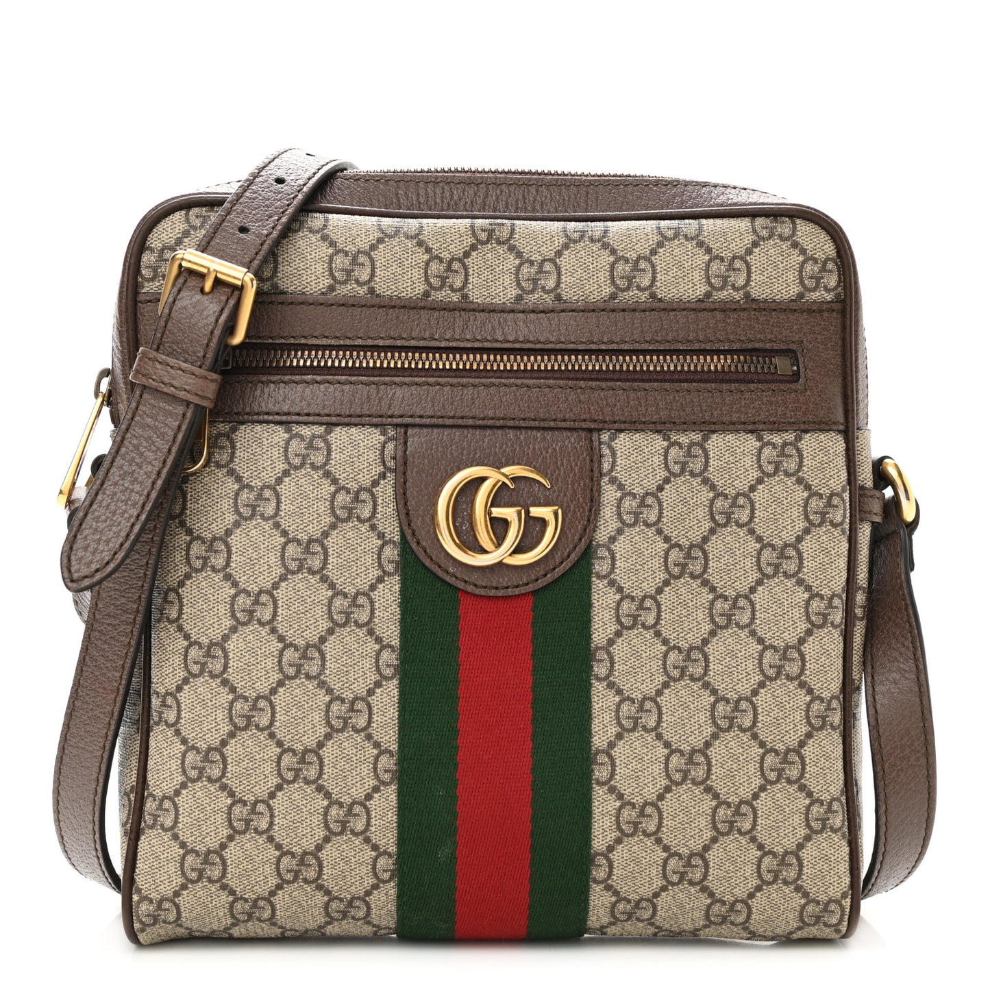 GG Supreme Monogram Web Small Ophidia Messenger Bag Brown