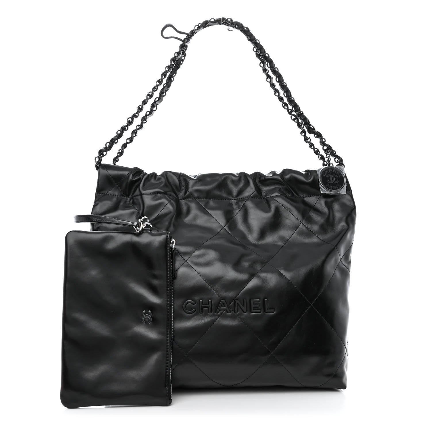 Chanel Shiny Calfskin Quilted Small Chanel 22 So Black 1 of 14