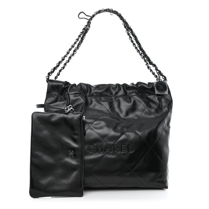 Chanel Shiny Calfskin Quilted Small Chanel 22 So Black 1 of 14
