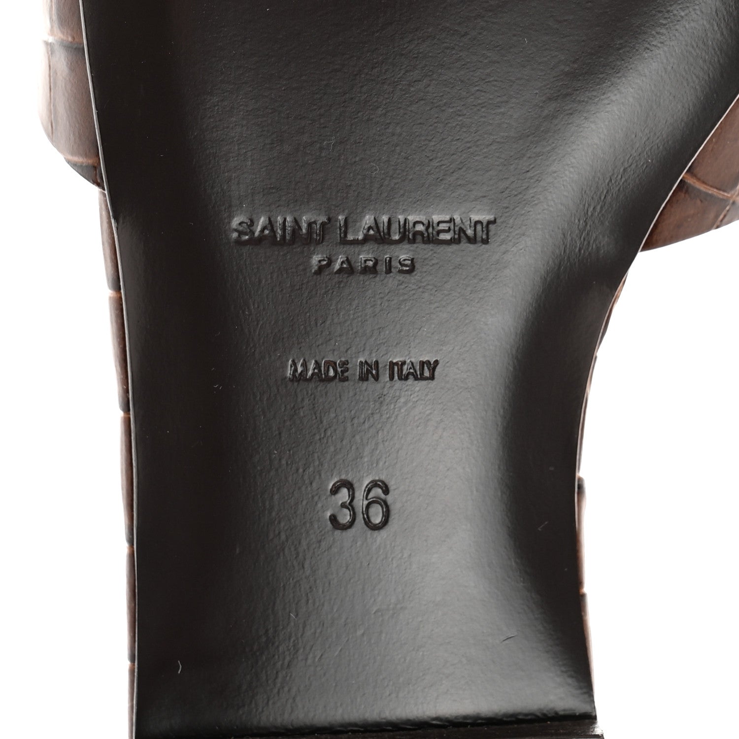 Saint Laurent Patent Croc Embossed Tribute 05 Slide Sandals 36 Moro 6 of 9