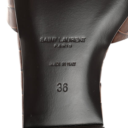 Saint Laurent Patent Croc Embossed Tribute 05 Slide Sandals 36 Moro 6 of 9