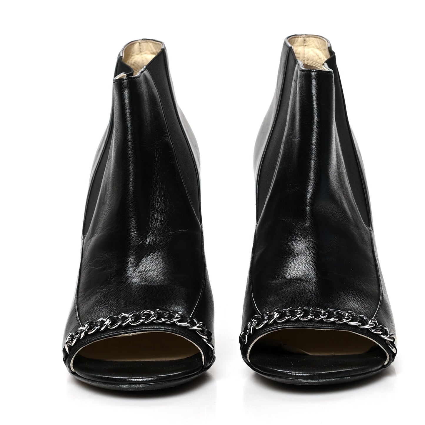 Lambskin Chain Ankle Boots 40 Black