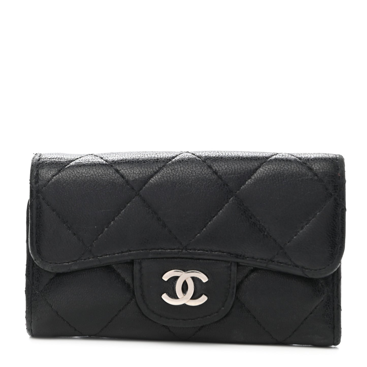 Lambskin Quilted 6 Key Holder Black
