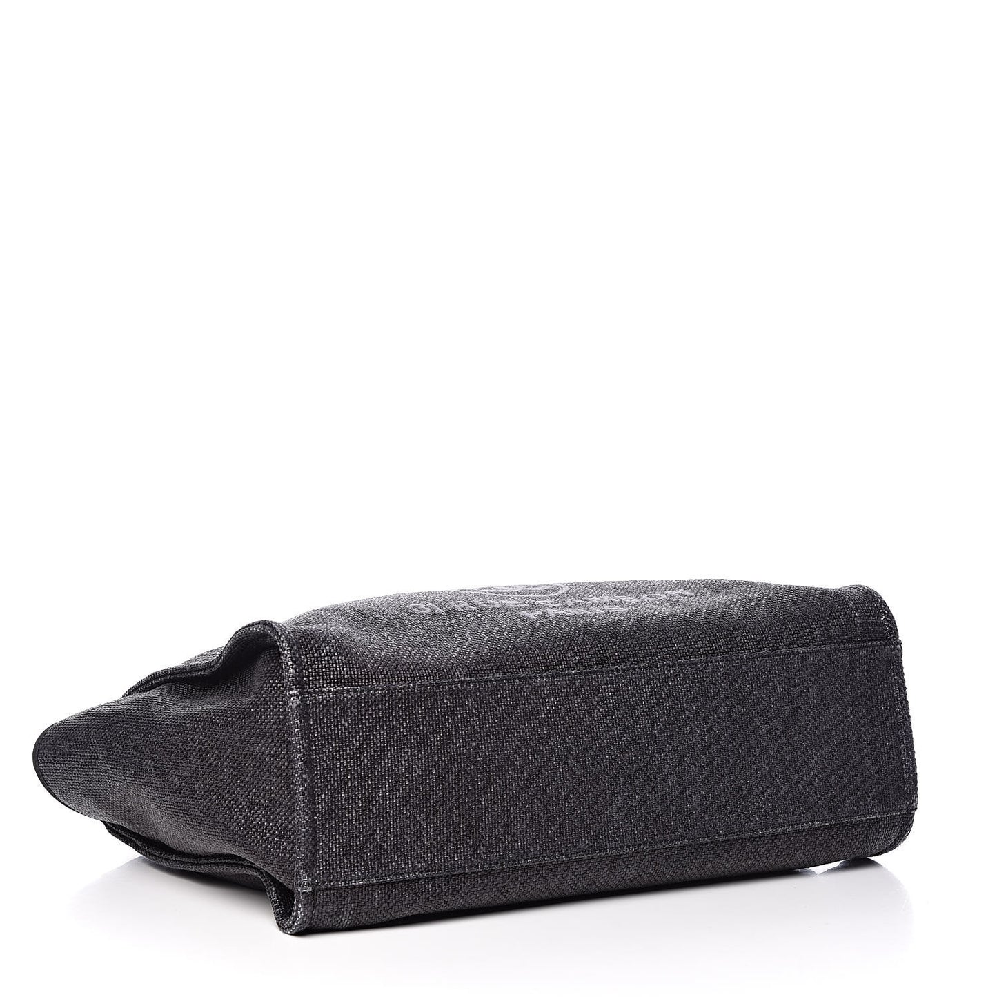 Woven Straw Raffia Large Deauville Tote Black