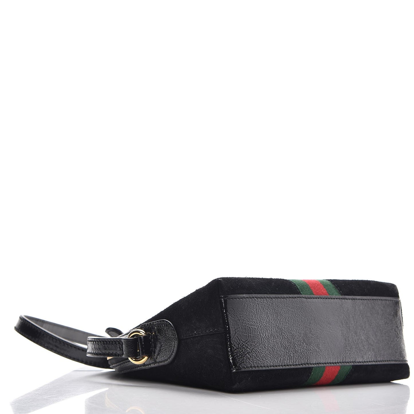 Suede Patent Web GG Small Ophidia Dome Shoulder Bag Black
