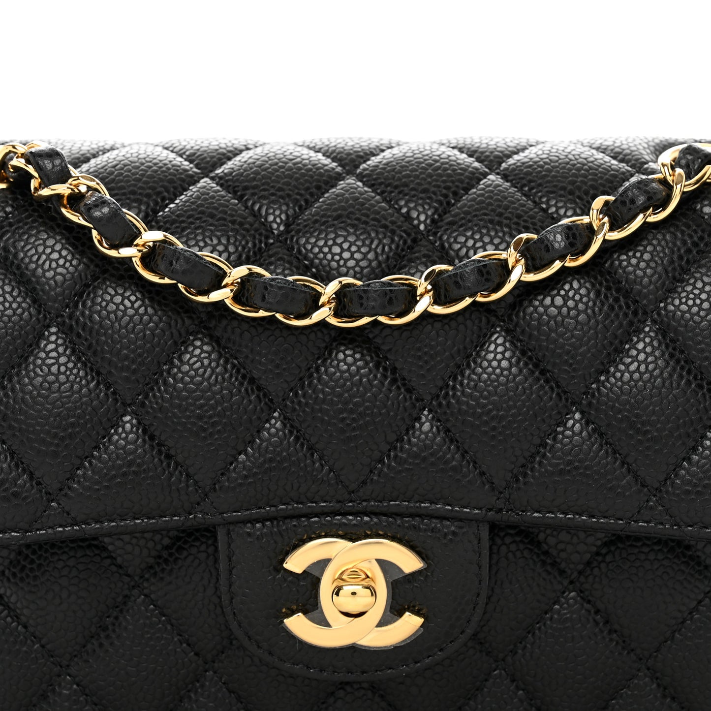 Caviar Quilted Small Double Flap Black
