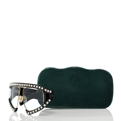 Gucci Acetate Pearl Rectangular Frame Sunglasses GG0234S Black 8 of 8