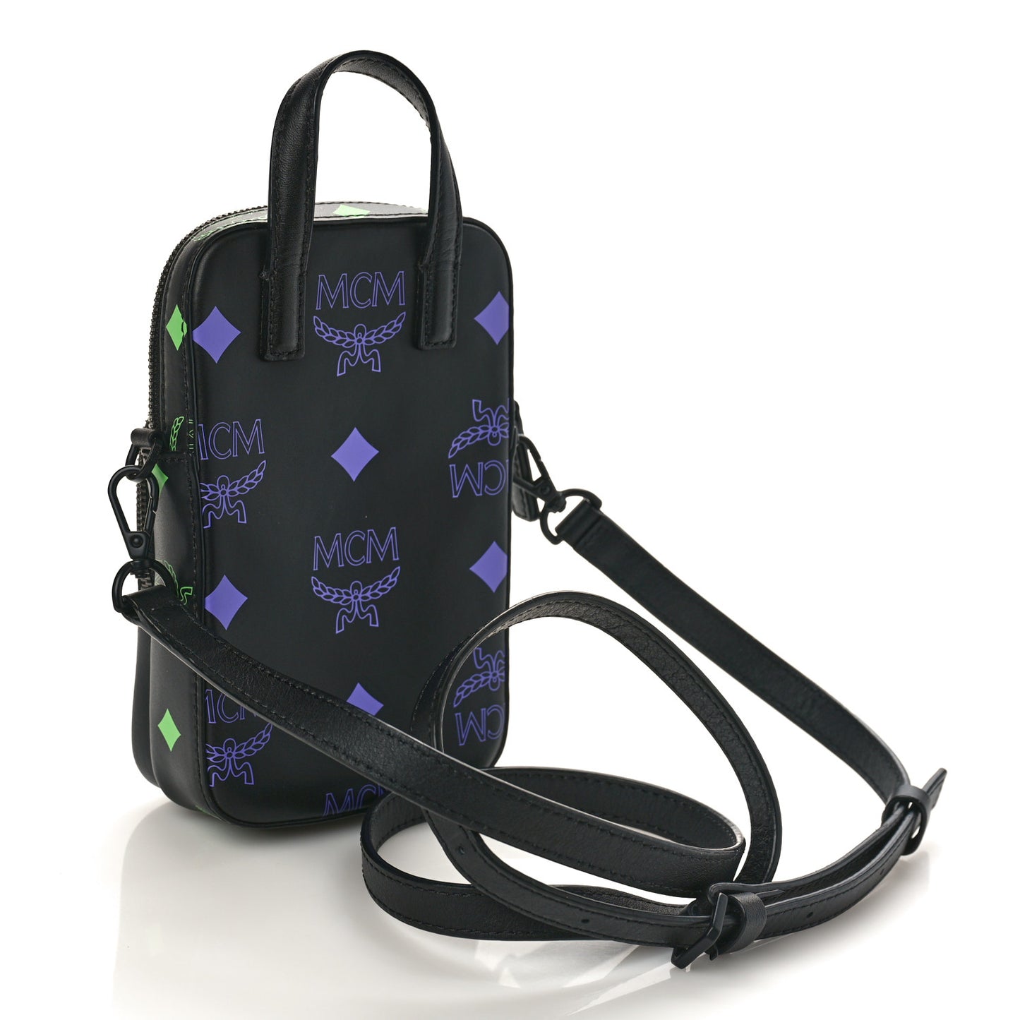 Calfskin Color Splash Mini Crossbody Black Purple Green
