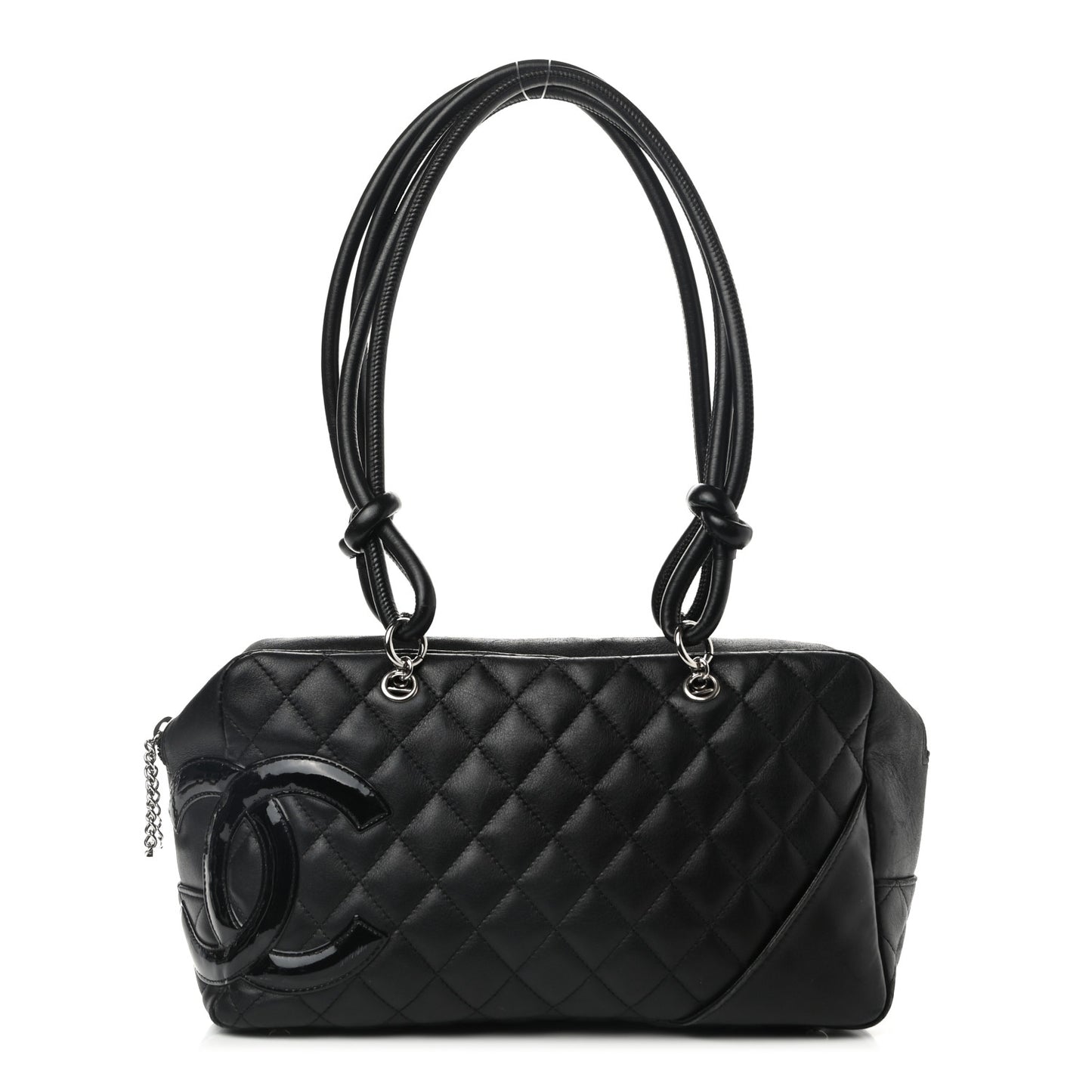 Calfskin Quilted Large Cambon Bowler Black White