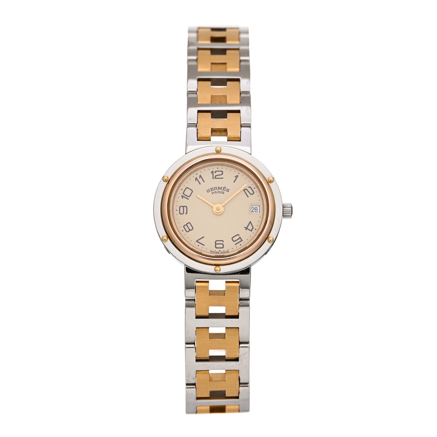 Hermes Stainless Steel 24mm Clipper Quartz Watch Gold 1 of 4
