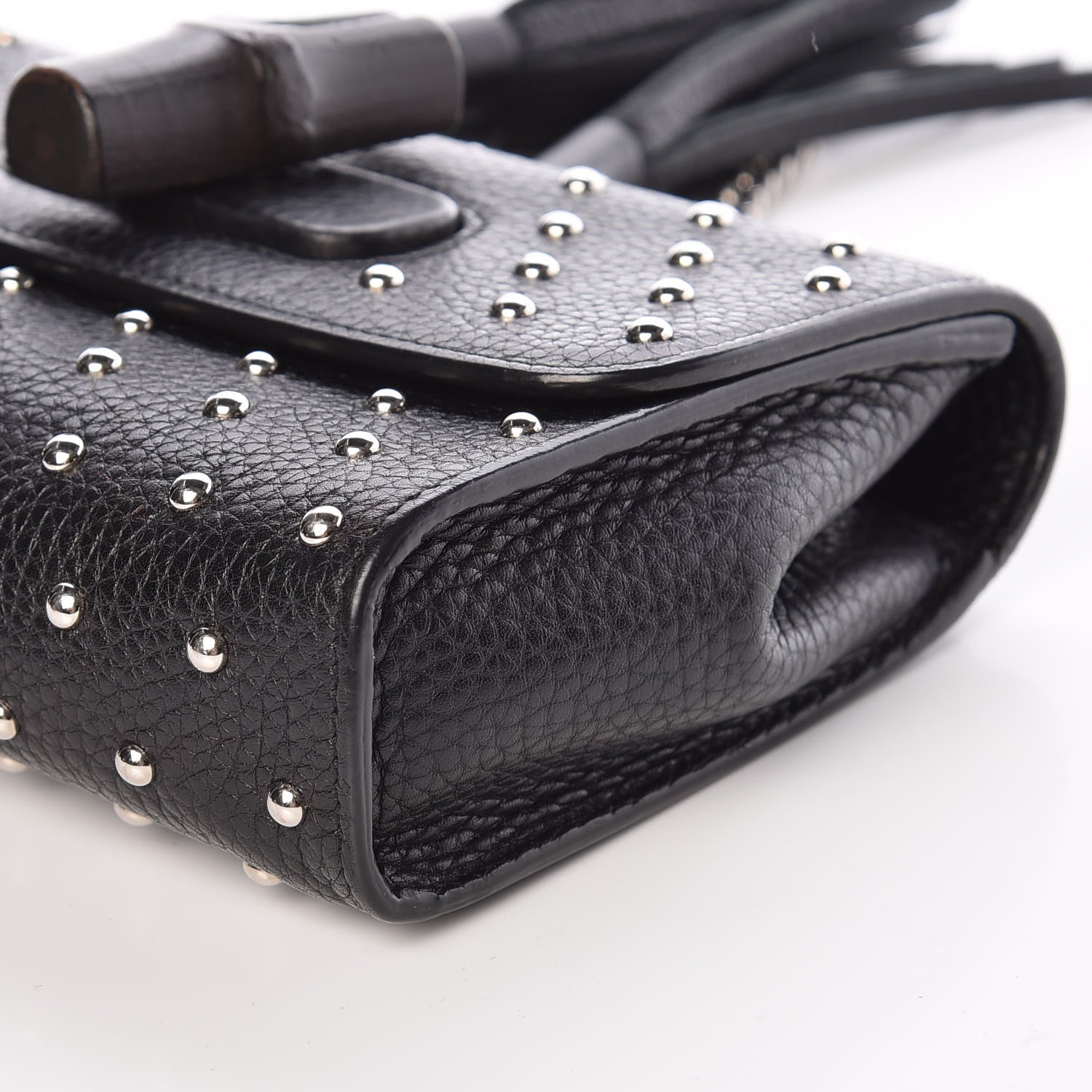 Gucci Calfskin Small Studded Miss Bamboo Shoulder Bag Black 9 of 9