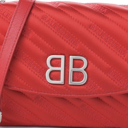 Balenciaga Satin Jacquard Logo Matelasse S BB Round Shoulder Bag Red 9 of 12