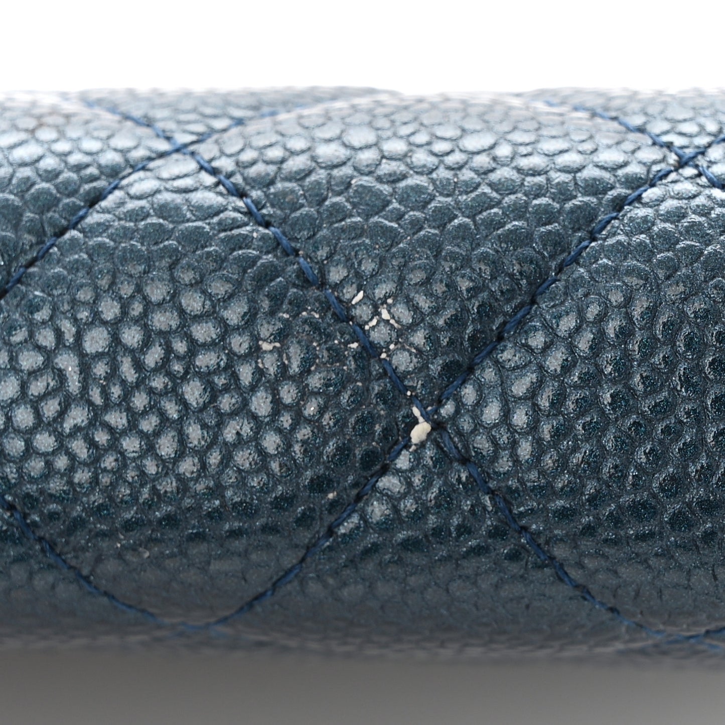 Metallic Caviar Quilted Square Wallet On Chain WOC Dark Blue
