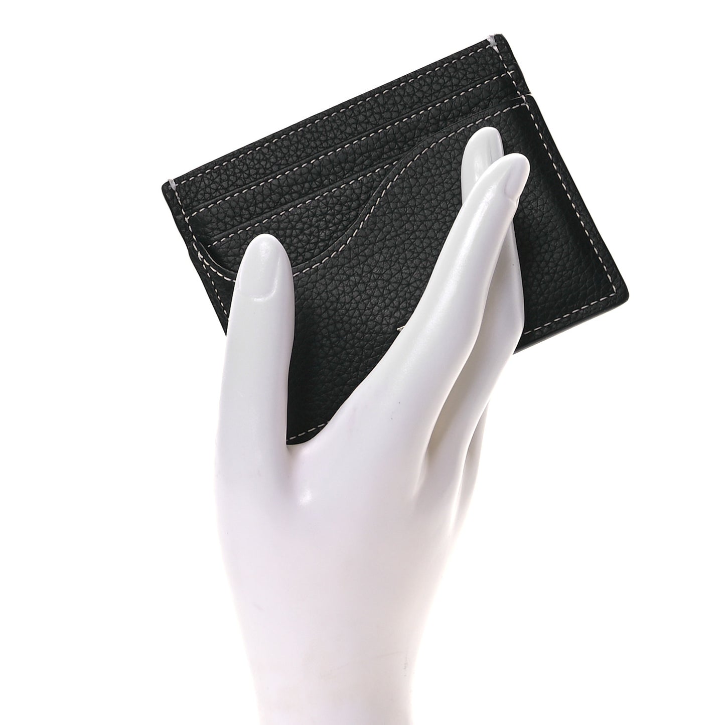 Grained Calfskin Saddle Card Holder Black