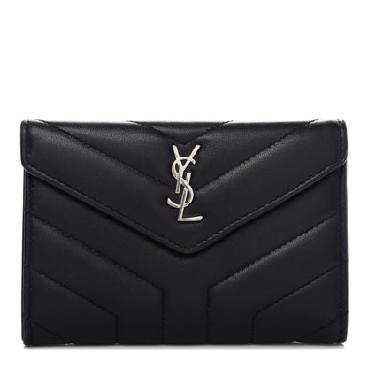 Saint Laurent Lambskin Y Quilted Monogram Small Loulou Envelope Wallet Black 1 of 7