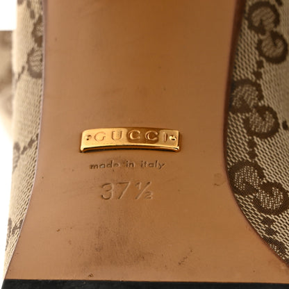 Gucci Monogram Malaga Kid Lisa Mid Heel Boots 37.5 Beige Ebony 7 of 10