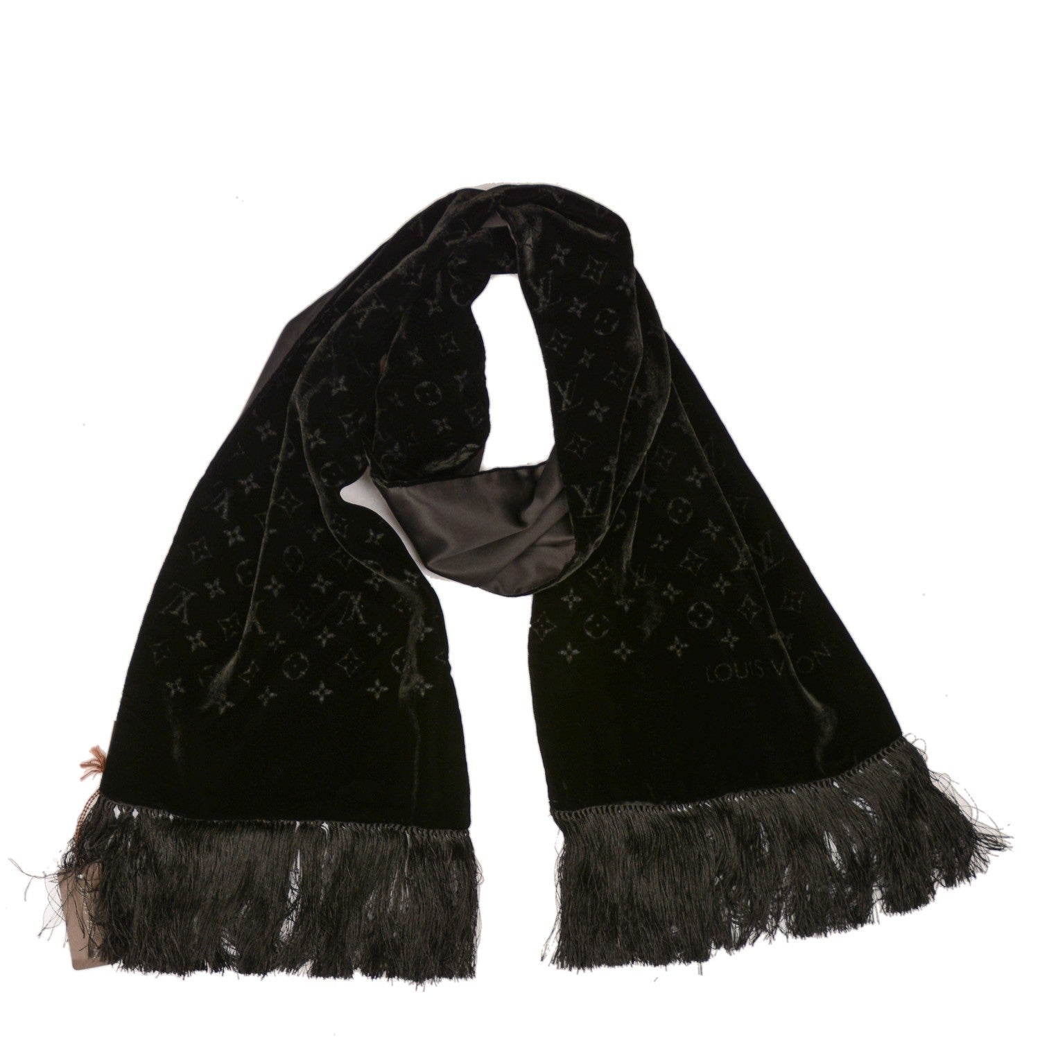 Louis Vuitton Monogram Velours Long Scarf Black 1 of 6