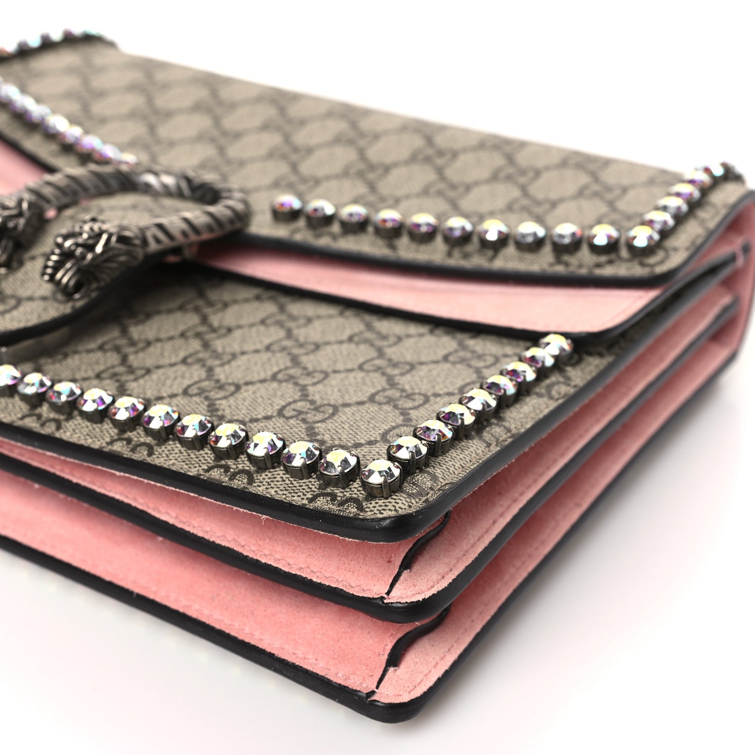Gucci GG Supreme Monogram Suede Crystal Medium Dionysus Shoulder Bag Beige Ebony Light Peonia 9 of 9