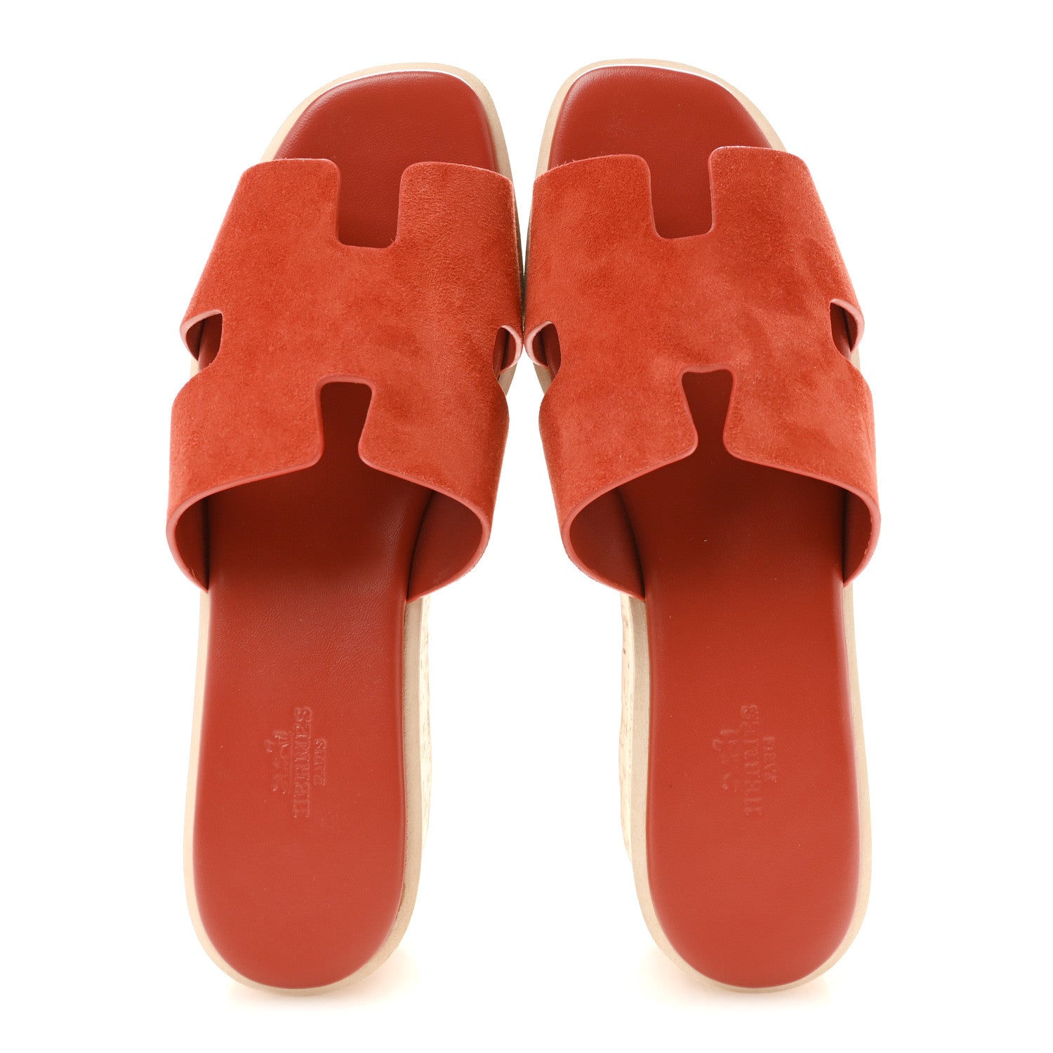 Hermes Suede Goatskin Cork Eze 30 Sandals 40 Orange Brulee 2 of 10