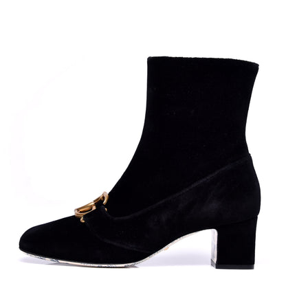 Gucci Softy Velvet Malaga Kid GG Victoire 55mm Ankle Boots 39.5 Black 1 of 9