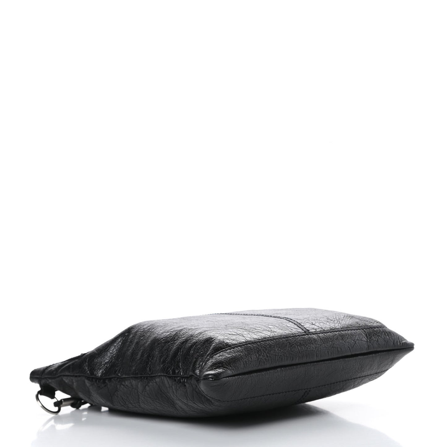 Agneau Classic Silver Hardware Flat Messenger Black