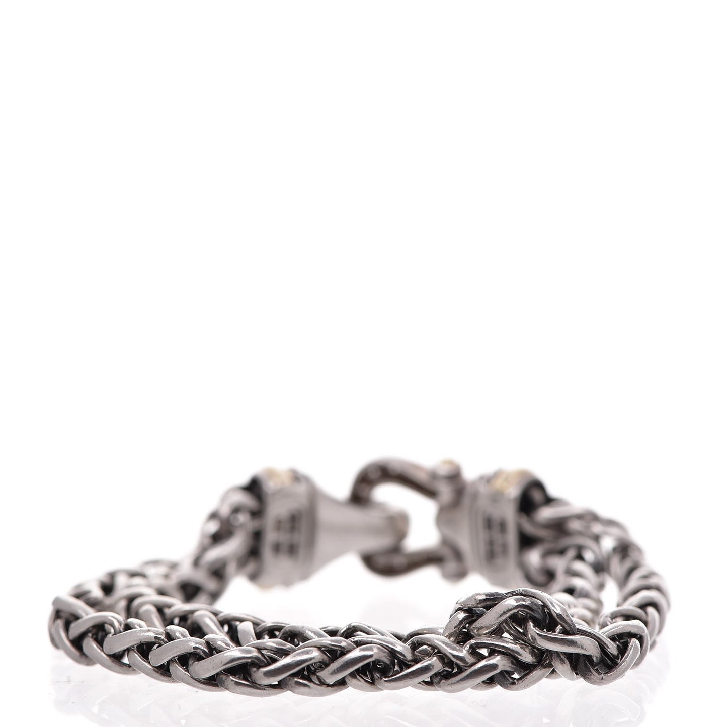 Sterling Silver 18K Gold Diamond Double Wheat Buckle Bracelet