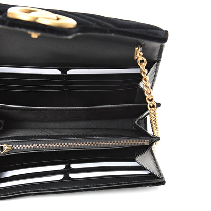 Gucci Velvet Matelasse GG Marmont Chain Wallet Black 4 of 10