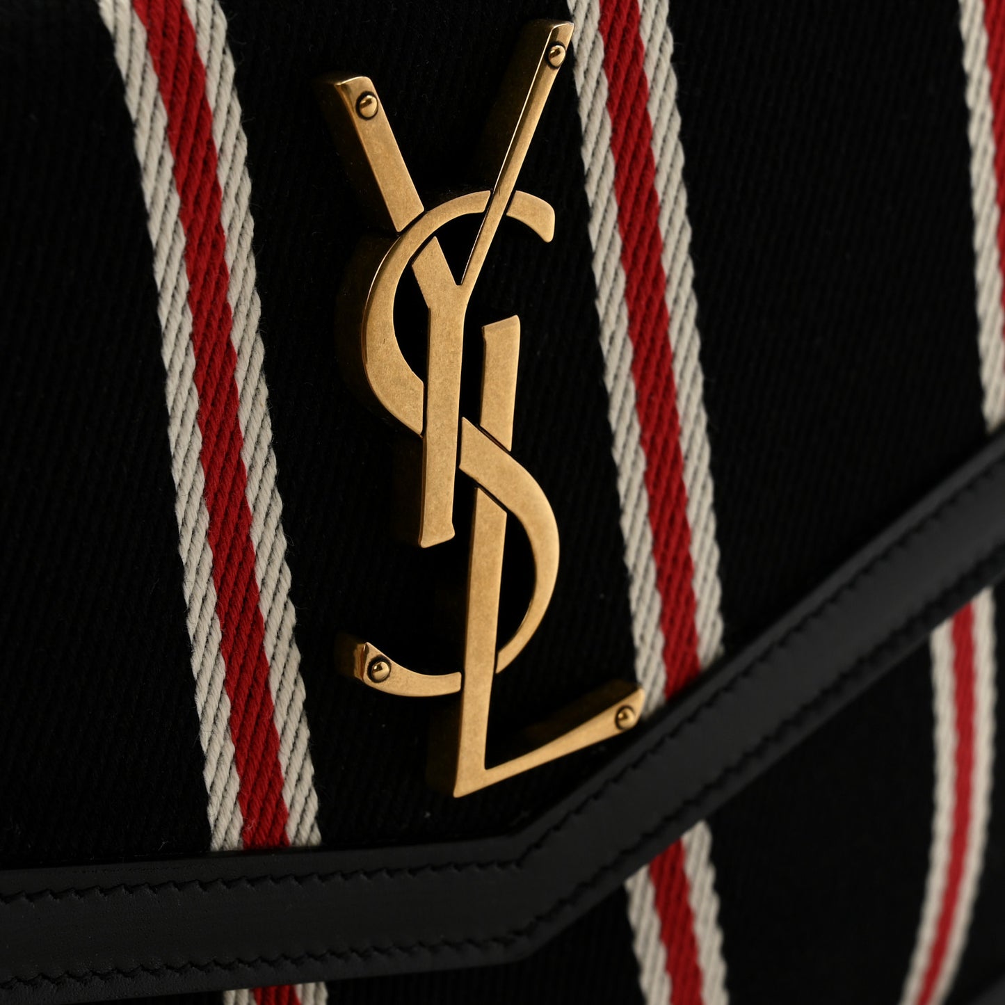 Canvas Striped Uptown Pouch Red Black