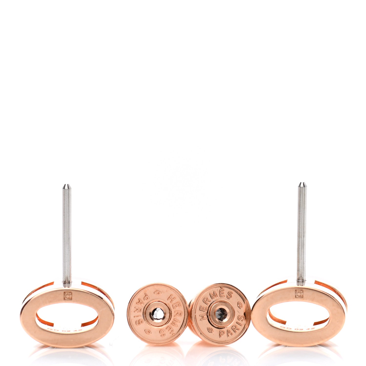 Hermes Rose Gold Lacquered Mini Pop H Earrings Marron Glace 3 of 5