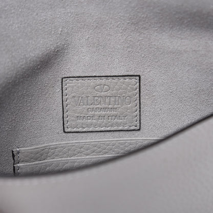Valentino Garavani Pebbled Calfskin Medium Rockstud Envelope Flat Wristlet Pouch Grey 6 of 8