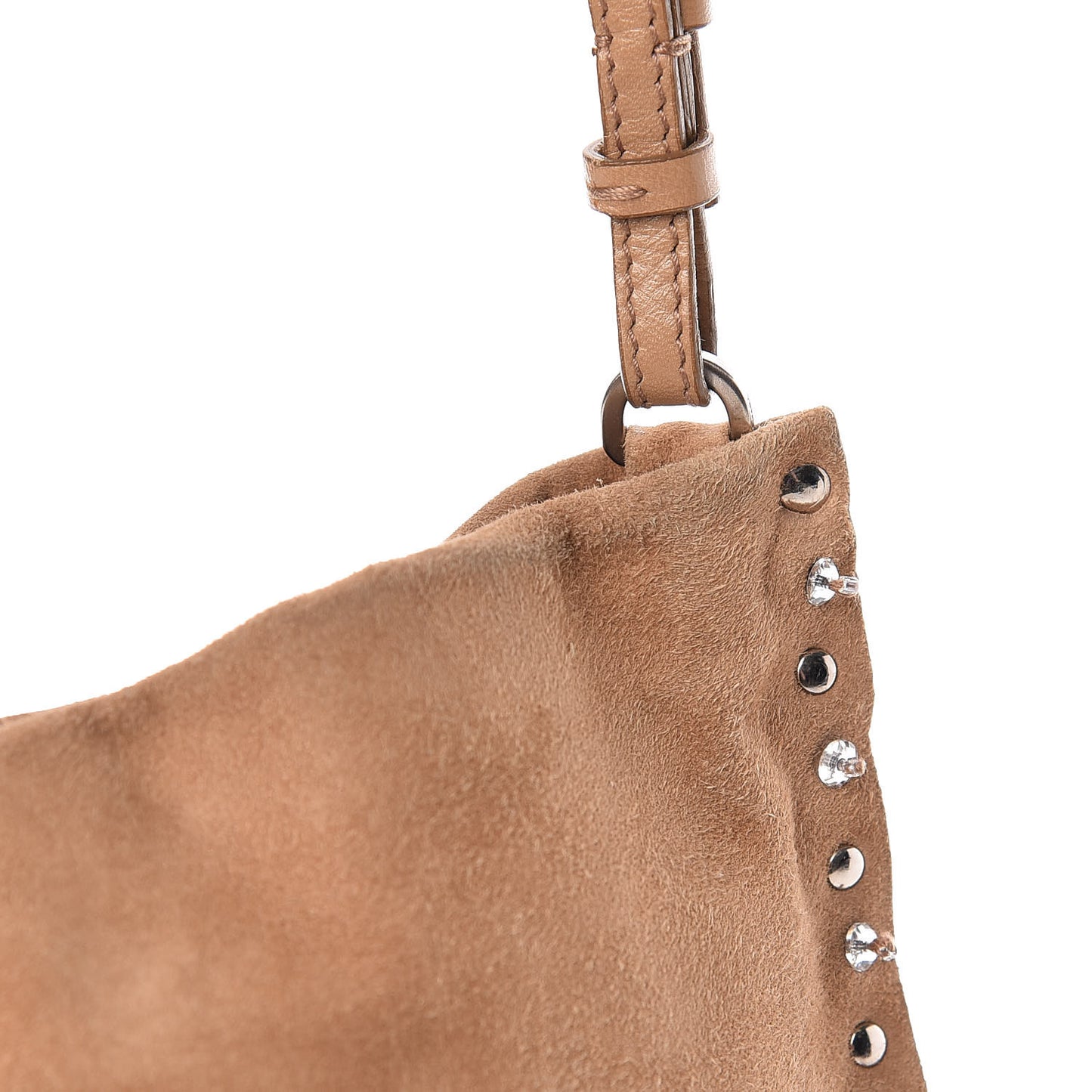 Suede Studded Crystal Bag Light Brown