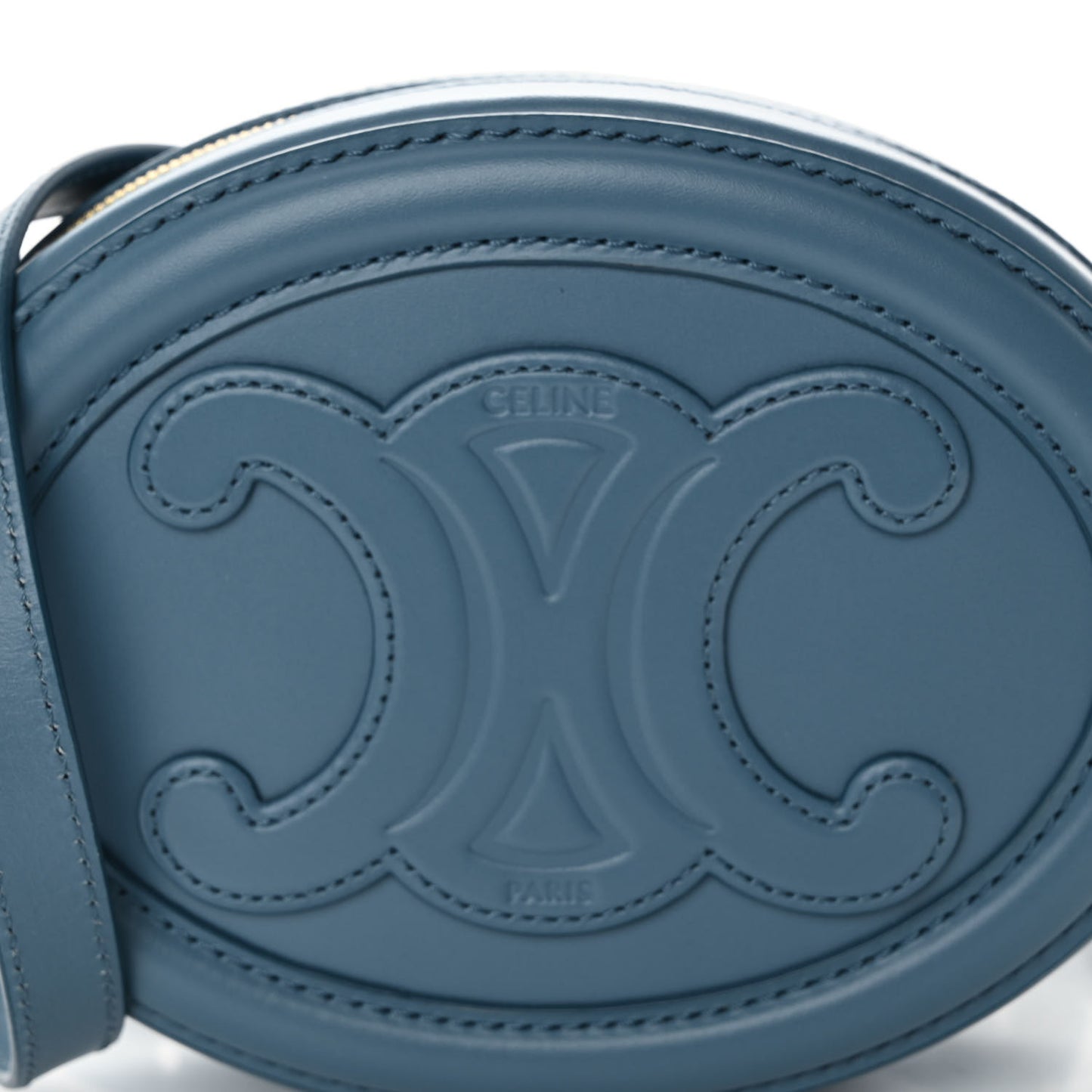 Smooth Calfskin Cuir Small Triomphe Oval Crossbody Purse Denim