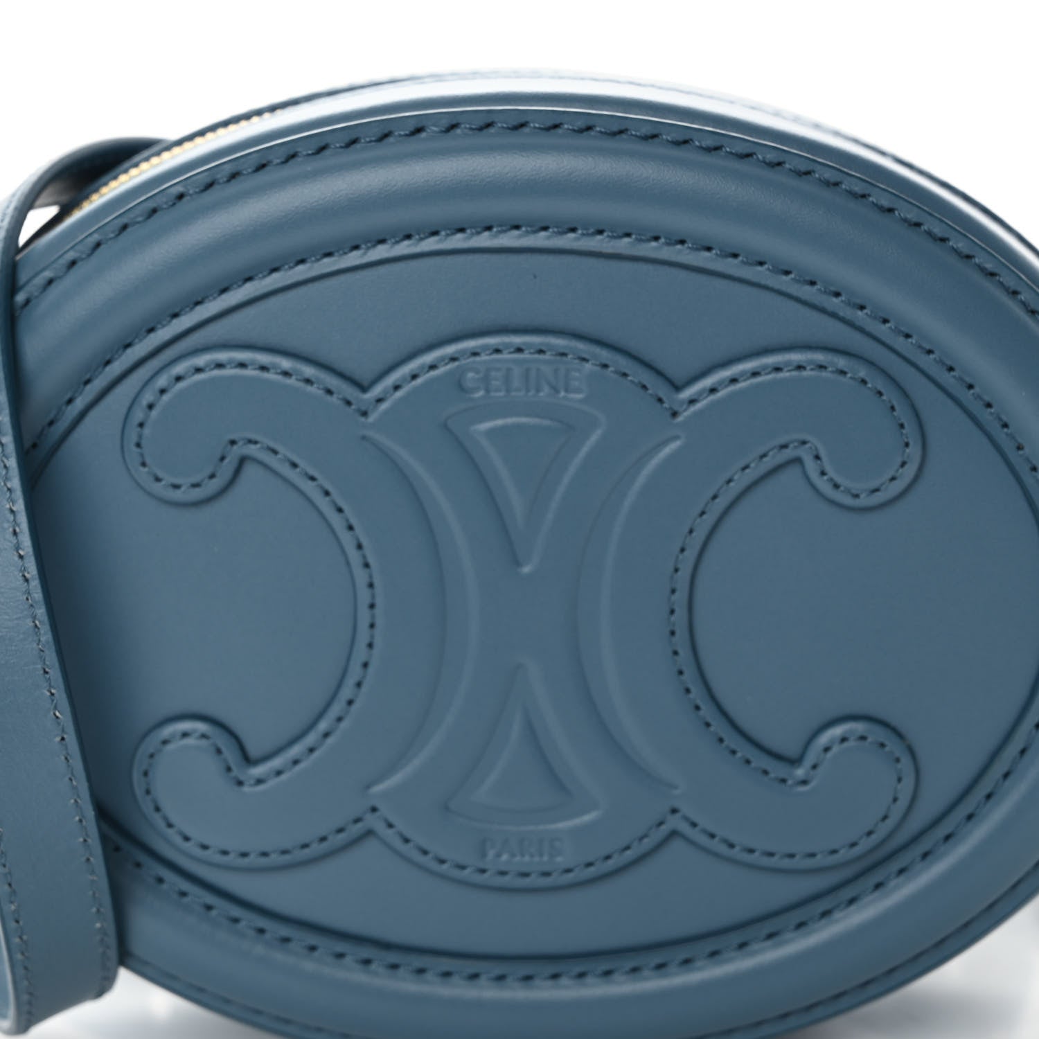Celine Smooth Calfskin Cuir Small Triomphe Oval Crossbody Purse Denim 4 of 8