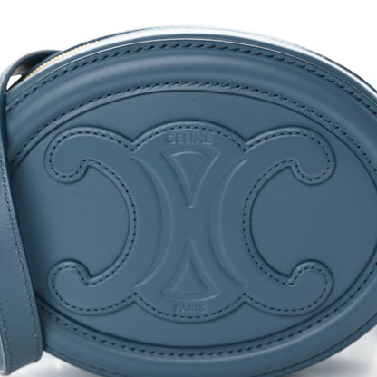 Celine Smooth Calfskin Cuir Small Triomphe Oval Crossbody Purse Denim 4 of 8
