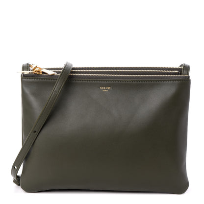 Celine Lambskin Large Trio Crossbody Bag Army Green 1 of 11