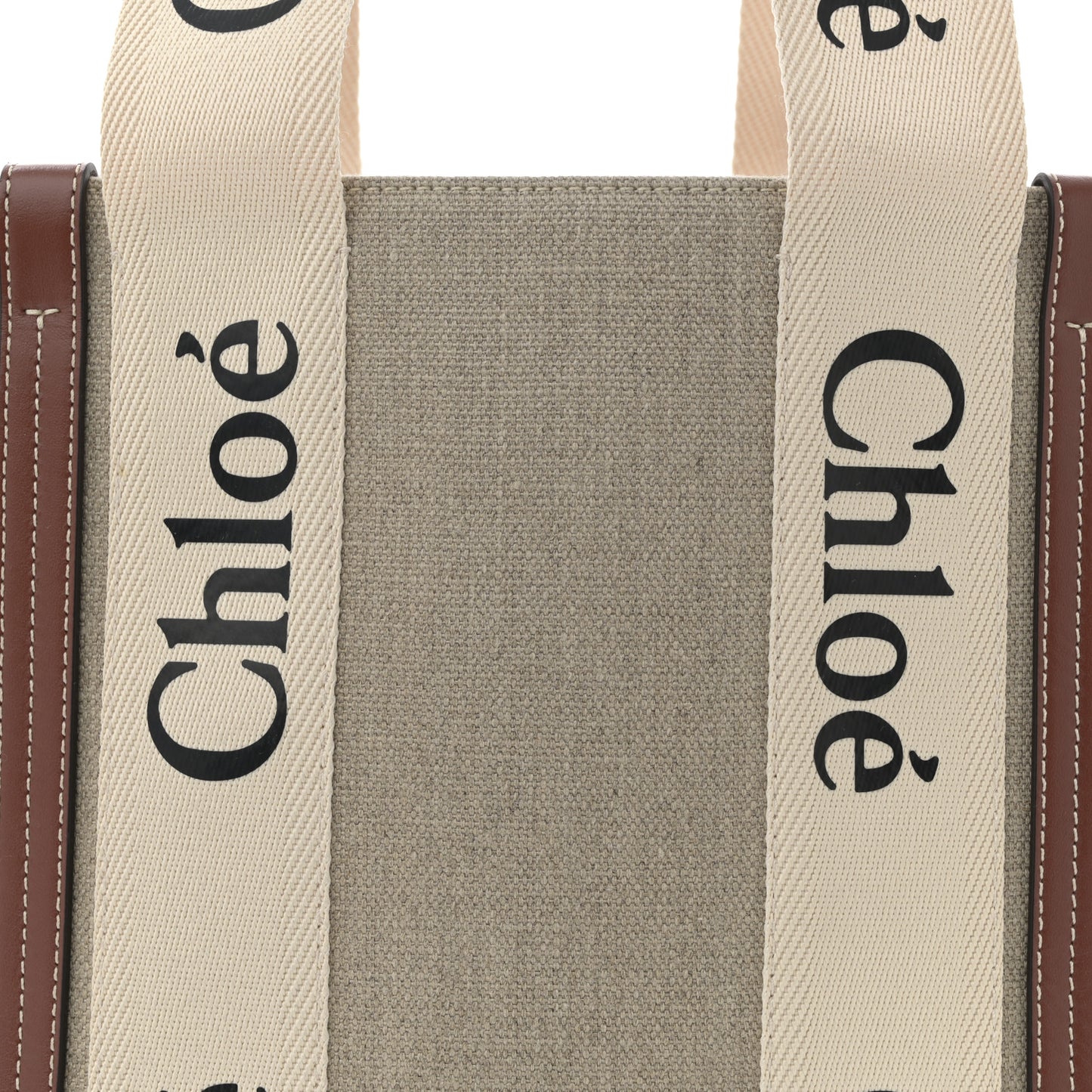 Cotton Calfskin Medium Woody Ribbon Tote White Brown