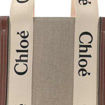 Chloe Cotton Calfskin Medium Woody Ribbon Tote White Brown 8 of 11