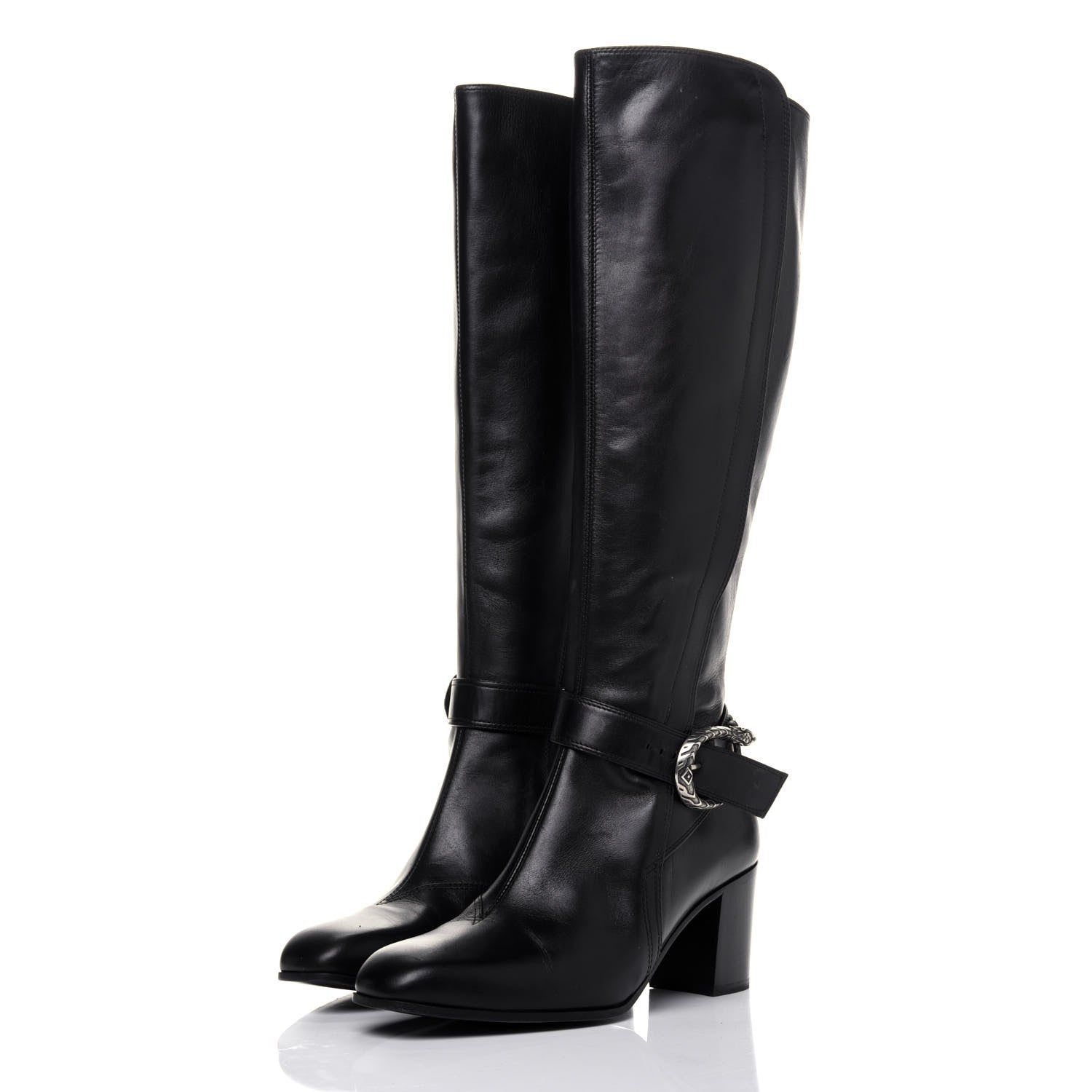 Gucci Calfskin Dionysus Elizabeth Knee High Boots 38 Black 3 of 17