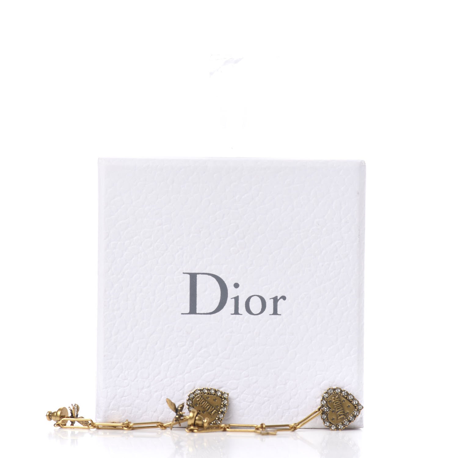 Christian Dior Metal Crystal Heart J'adior Drop Earrings Gold 5 of 5