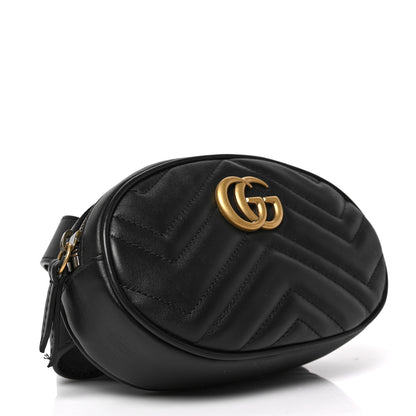 Gucci Calfskin Matelasse GG Marmont Belt Bag 85 34 Black 4 of 9
