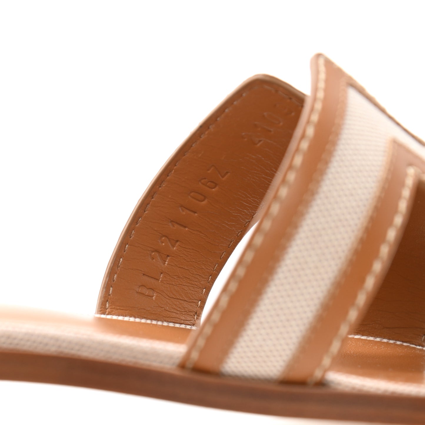 Calfskin Canvas Oran Sandals 37 Noisette Beige Dore