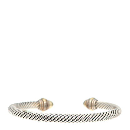 David Yurman Sterling Silver 14K Yellow Gold 5mm Cable Classics Dome Bracelet 3 of 5