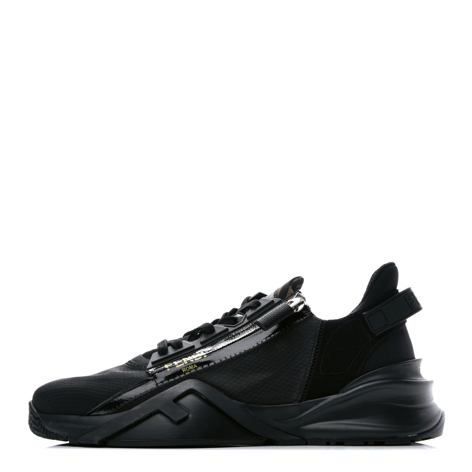 Fendi Nylon Suede Mens Fendi Flow Low Top Sneakers 8 Black 1 of 10