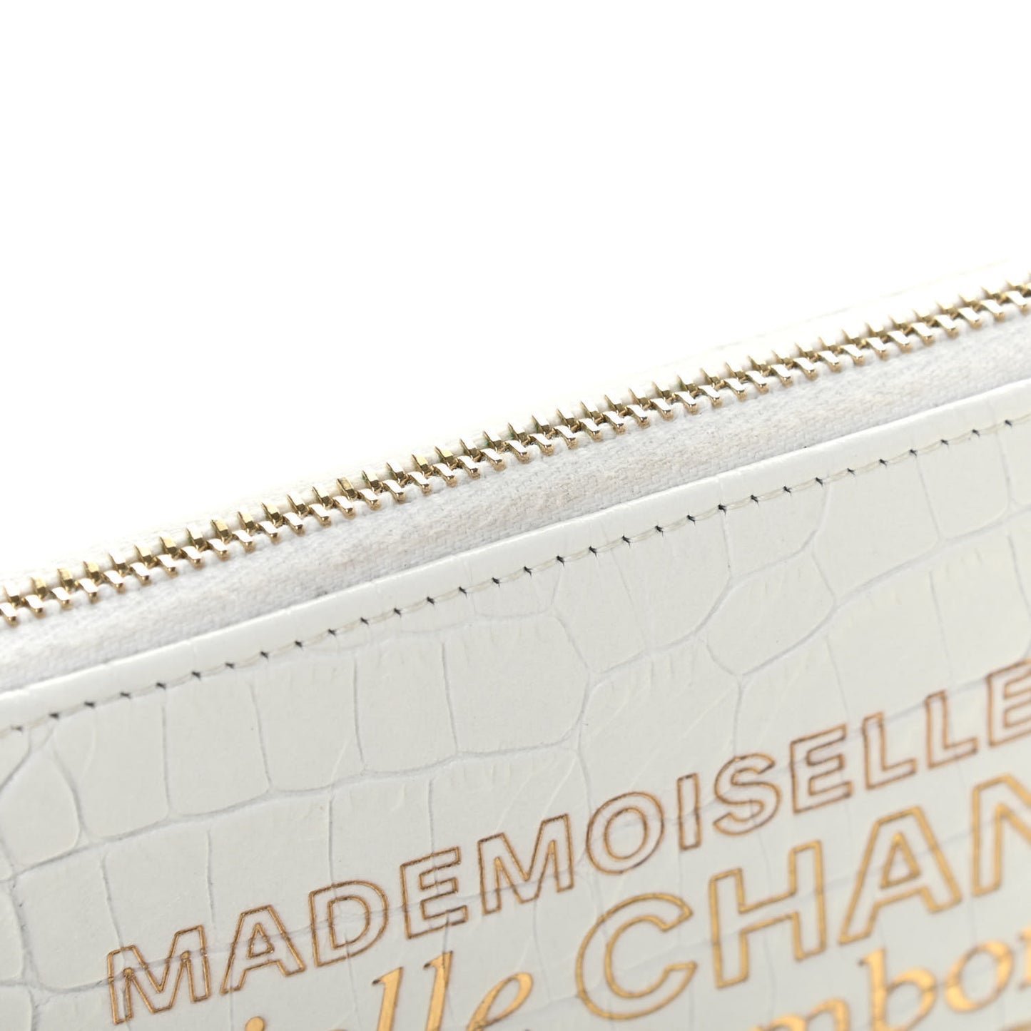 Calfskin Crocodile Embossed Cocodile Cosmetic Case White Gold
