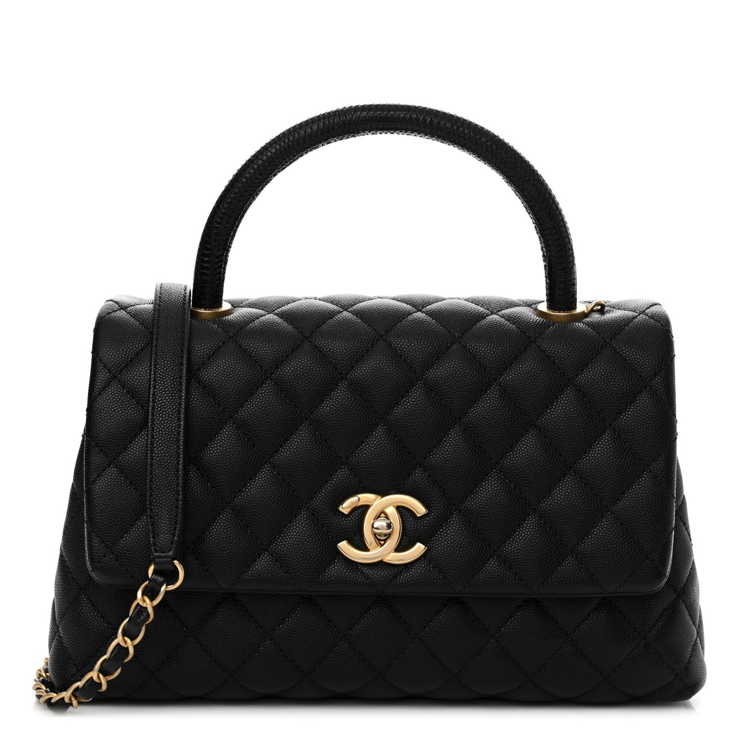 Chanel Caviar Lizard Quilted Small Coco Handle Flap Black 1 of 11