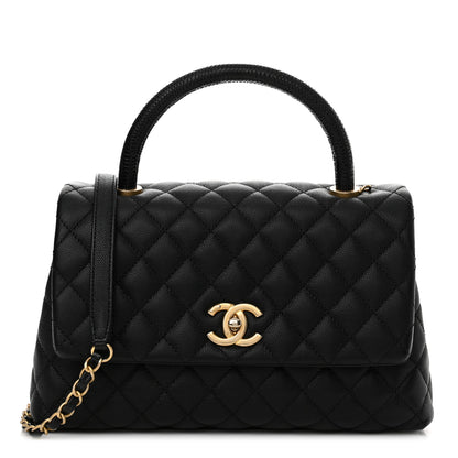 Chanel Caviar Lizard Quilted Small Coco Handle Flap Black 1 of 11